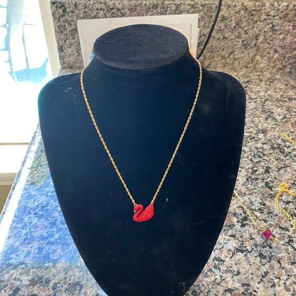 Elegant Red Swan Swarovski Pendant Necklace